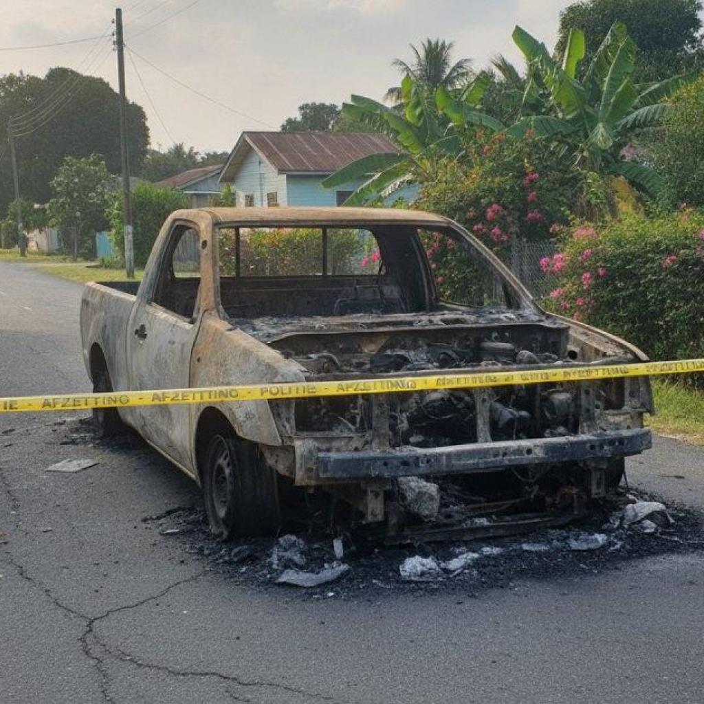 Twee verdachten in verzekering gesteld na autobrand in Wanica