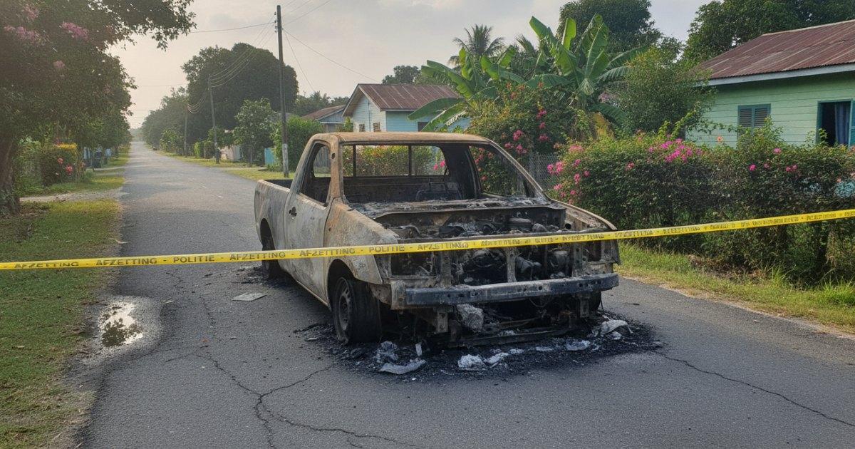 Twee verdachten in verzekering gesteld na autobrand in Wanica