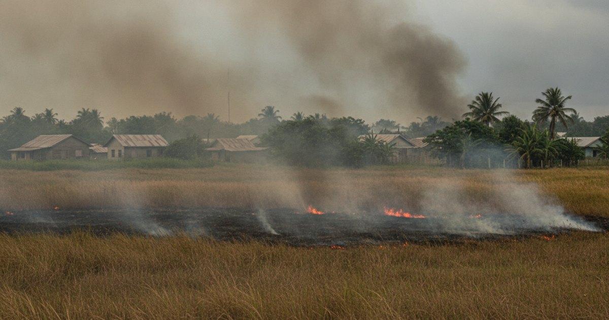 Grasbranden in Commewijne zorgen voor aanhoudende rookontwikkeling rond Palm Village