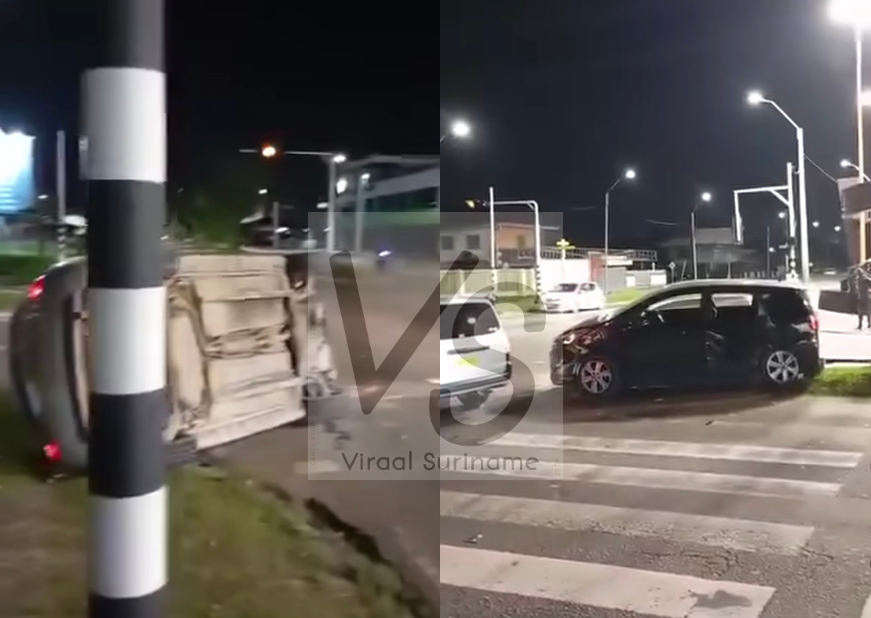 Auto op z’n zij beland na verkeersongeval aan de Coppenamestraat